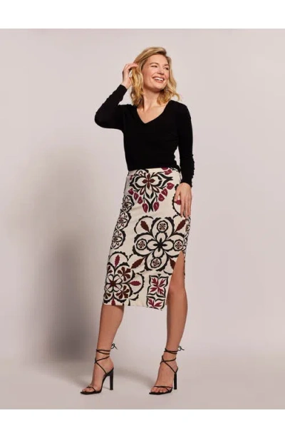 Tori Richard Quilted Palm Zora Skirt In Multi