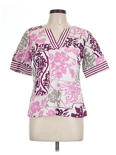 Pre-owned Tori Richard Short Sleeve Blouse In Pink