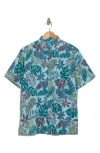 Tori Richard Summer Song Regular Fit Short Sleeve Cotton Button-up Shirt In Blue