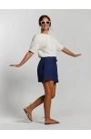 Tori Richard Sunshine Linen Honore Short In Navy