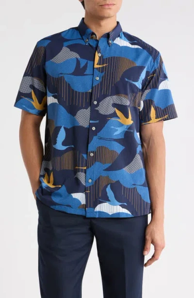 Tori Richard Take Flight Short Sleeve Button-down Shirt In Blue
