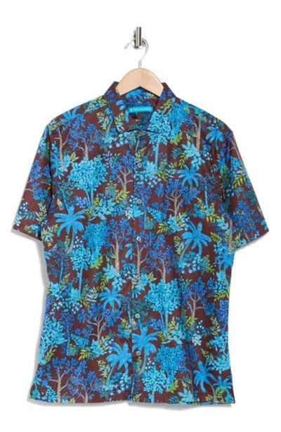 Tori Richard Threes Company Short Sleeve Shirt In Chocolate