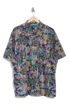 Tori Richard Threes Company Short Sleeve Shirt In Navy