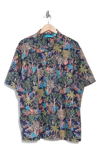 Tori Richard Threes Company Short Sleeve Shirt In Navy