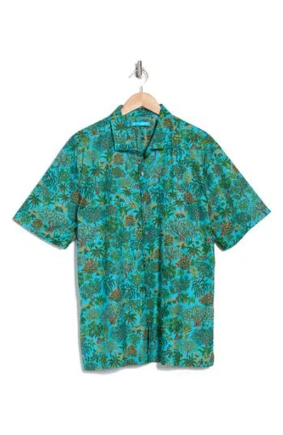 Tori Richard Trees Of Hawaii Short Sleeve Button-up Shirt In Pacific Blue