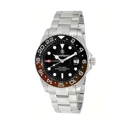 Torino Carrero Subaquatic Gmt Quartz Black Dial Men's Watch C1s10bk-bkbnj In Brown/silver Tone/black