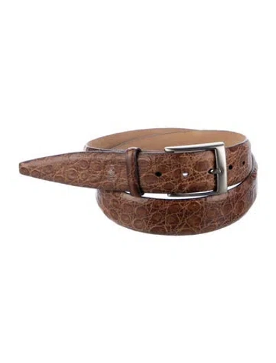 Pre-owned Torino Embossed Leather Belt In Brown