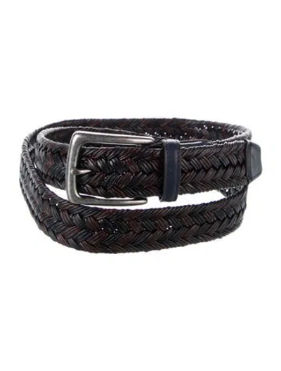 Pre-owned Torino Leather Braided Accents Belt In Blue/brown