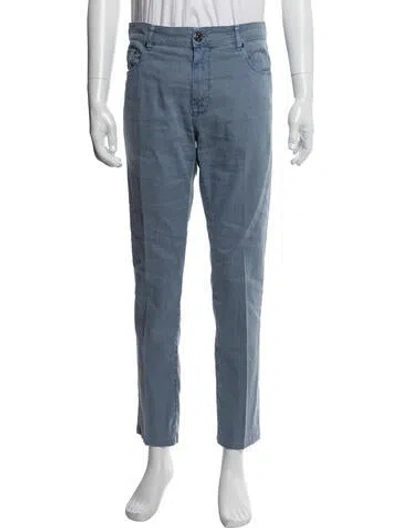 Pre-owned Torino Linen Pants In Blue
