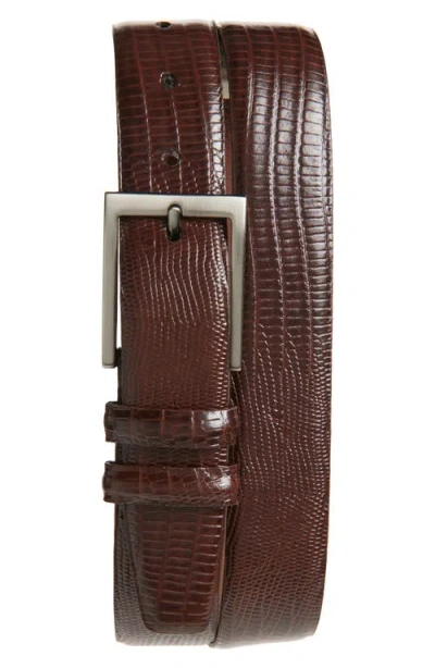 Torino Lizard Embossed Calfskin Leather Belt In Brown