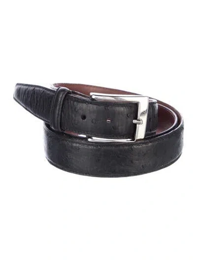Pre-owned Torino Ostrich Belt In Black