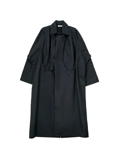 Torishéju Waxed-concaved Coat In Black