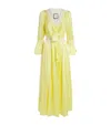 Torlowei Silk Lace-trim Long Robe In Yellow