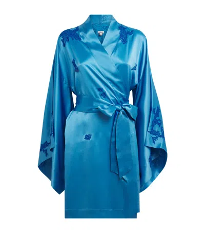 Torlowei Silk Tokoni Short Kimono In Blue