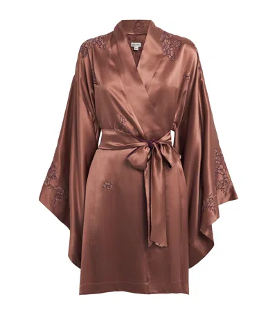 Torlowei Silk Tokoni Short Kimono In Brown