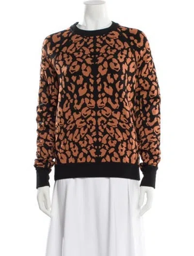 Pre-owned Torn By Ronny Kobo Animal Print Crew Neck Sweater In Orange