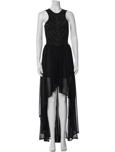 Pre-owned Torn By Ronny Kobo Crew Neck Long Dress In Black