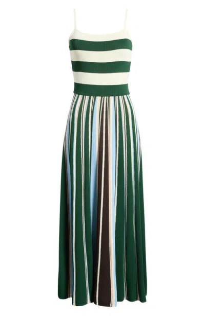 Torn By Ronny Kobo Elena Mixed Stripe Sweater Dress In Green