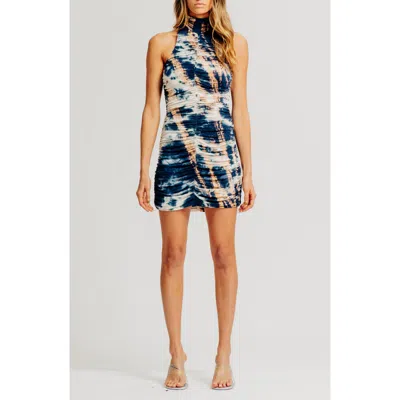 Torn By Ronny Kobo Kit Sleeveless Scrunch Minidress In Indigo Combo