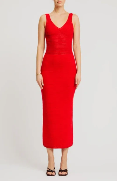 Torn By Ronny Kobo Madi Sleeveless Knit Dress In Red