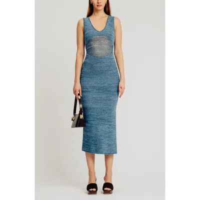 Torn By Ronny Kobo Melanie Crochet Body-con Midi Dress In Blue