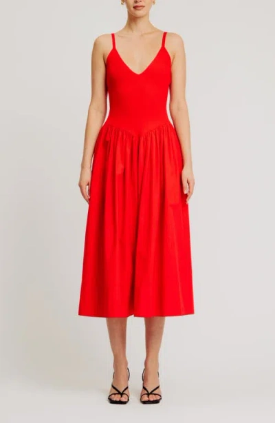 Torn By Ronny Kobo Monica Sleeveless A-line Dress In Red