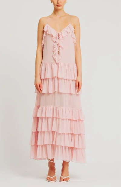 Torn By Ronny Kobo Orcadia Ruffle Maxi Dress In Pink