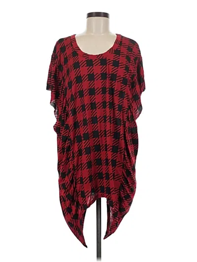 Pre-owned Torn By Ronny Kobo Short Sleeve Top Red Square Neckline Tops