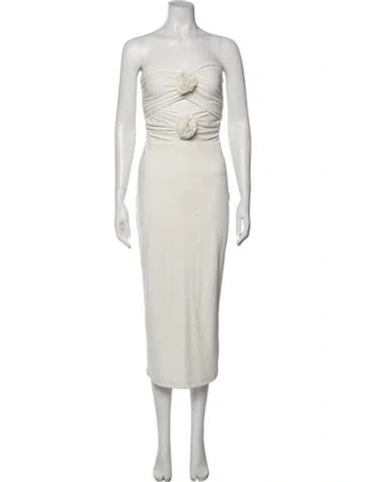 Pre-owned Torn By Ronny Kobo Strapless Midi Length Dress In White