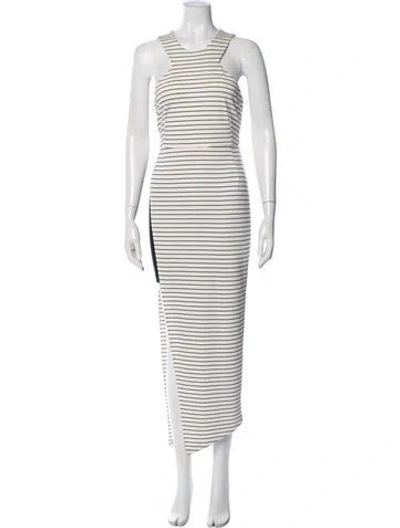 Pre-owned Torn By Ronny Kobo Striped Long Dress In White