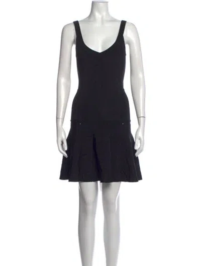 Pre-owned Torn By Ronny Kobo V-neck Mini Dress In Black