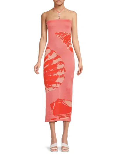 Torn By Ronny Kobo Women's Lola Print Bodycon Midi-dress In Orange