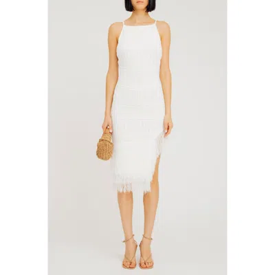 Torn By Ronny Kobo Yuna Pointelle Fringe Dress In Ivory