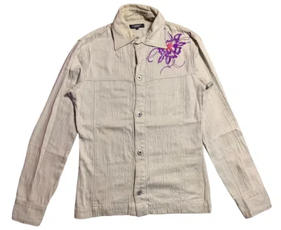 Pre-owned Tornado Mart 90's  Embroidered Logo Button Up Shirt In White