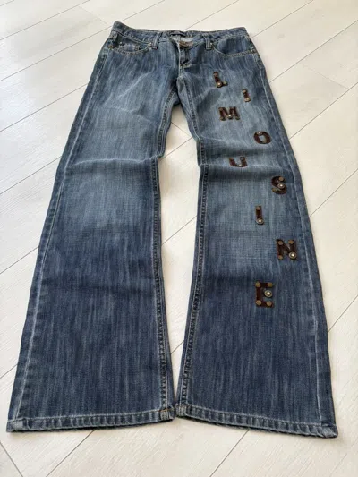Pre-owned Tornado Mart Crazy Flared Lgb Y2k Jeans If Six Was Nine Japanese Glamour In Blue