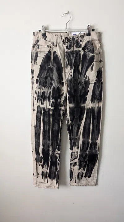Pre-owned Tornado Mart No Brand Custom Dyed Bleached Denim Jeans In Sand