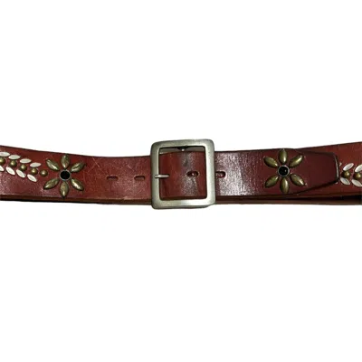 Pre-owned Tornado Mart Studded Leather Belts In Brown