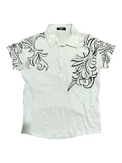 Pre-owned Tornado Mart Tribal Design Polo Shirt In White