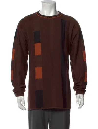 Pre-owned Torras Colorblock Pattern Crew Neck Pullover In Brown
