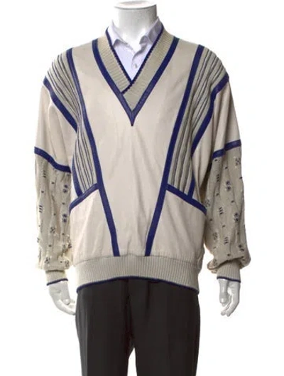 Pre-owned Torras Colorblock Pattern V-neck Pullover In Neutrals