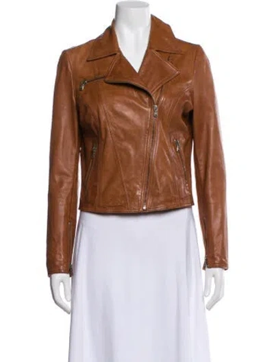 Pre-owned Torras Leather Biker Jacket In Brown