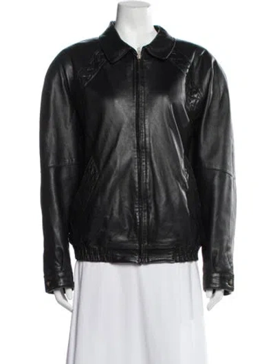 Pre-owned Torras Leather Bomber Jacket In Black