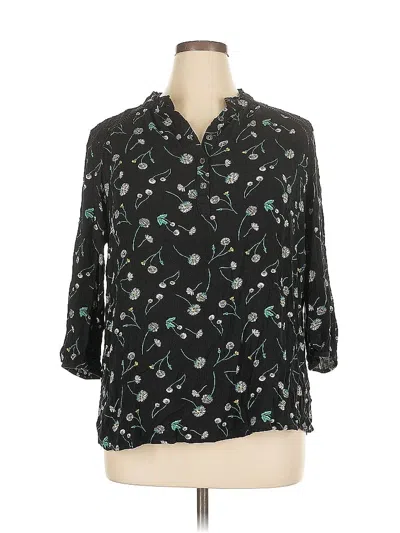 Pre-owned Torrid 3/4 Sleeve Blouse In Black