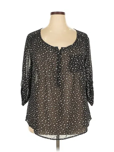 Pre-owned Torrid 3/4 Sleeve Blouse In Black