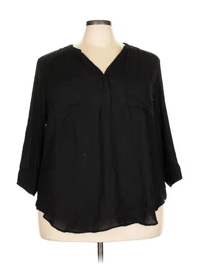 Pre-owned Torrid 3/4 Sleeve Blouse In Black