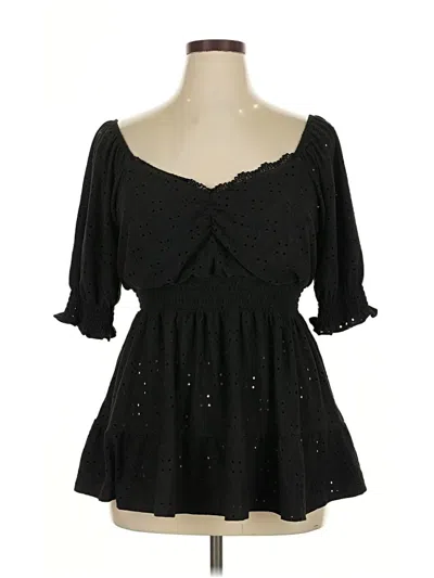 Pre-owned Torrid 3/4 Sleeve Blouse In Black