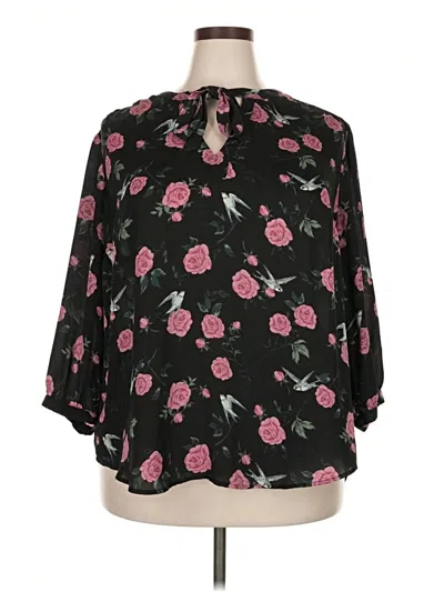 Pre-owned Torrid 3/4 Sleeve Blouse In Black