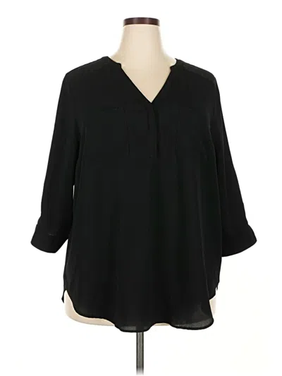 Pre-owned Torrid 3/4 Sleeve Blouse In Black