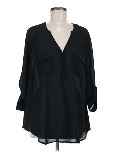 Pre-owned Torrid 3/4 Sleeve Blouse In Black