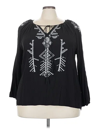 Pre-owned Torrid 3/4 Sleeve Blouse In Black